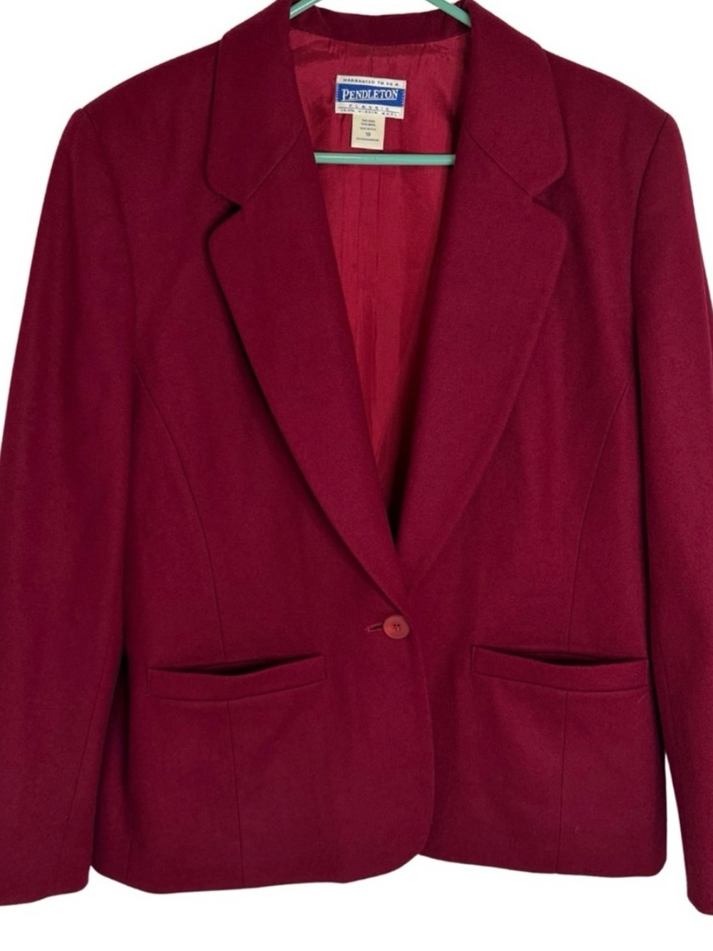 Pendleton Women's Dark Red 100% Virgin Wool Blazer Jacket Size 10